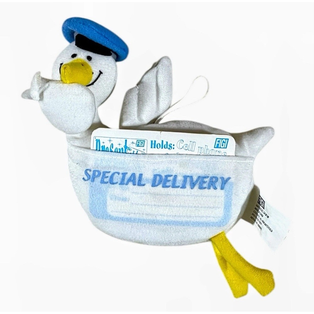 Stork Gift Card Holder Pocket Plush‎ Baby Special Delivery FIGI Presentables 7"